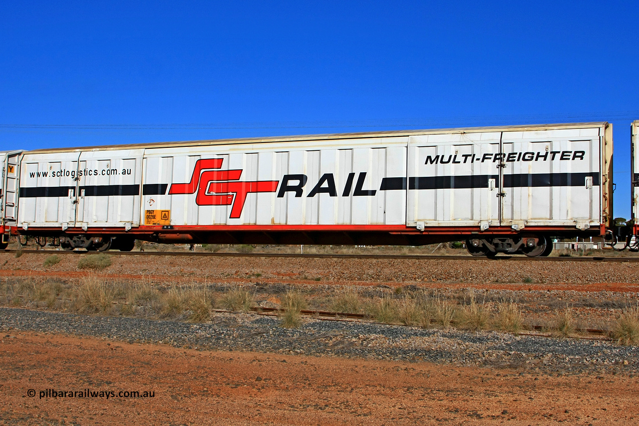 100603 9019
Parkeston, SCT train 3MP9, PBGY type covered van PBGY 0026 Multi-Freighter, one of eighty two waggons built by Queensland Rail Redbank Workshops in 2005.
Keywords: PBGY-type;PBGY0026;Qld-Rail-Redbank-WS;