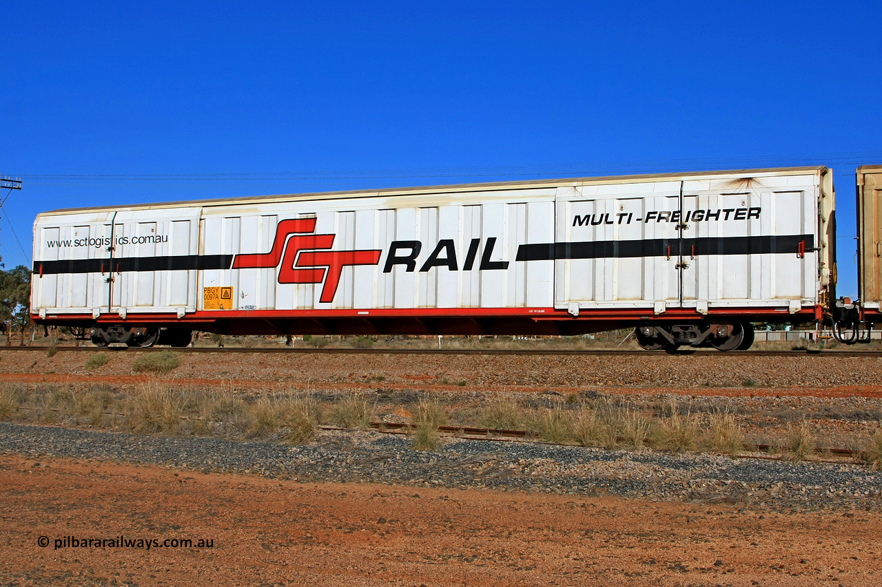 100603 9036
Parkeston, SCT train 3MP9, PBGY type covered van PBGY 0097 Multi-Freighter, one of eighty units built by Gemco WA in 2008.
Keywords: PBGY-type;PBGY0097;Gemco-WA;