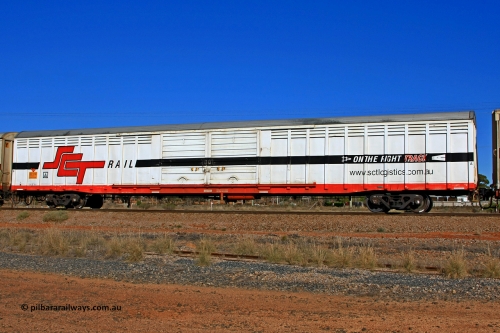 100603 8993
Parkeston, SCT train 3MP9, ABSY type covered van ABSY 3112, originally built by Comeng WA in a batch of fifty VFX type covered vans in 1977 for Commonwealth Railways. Recoded from ABFX to RBFX November 1994, to SCT as ABFY type before being converted by Gemco WA to ABSY type in 2004/05.
Keywords: ABSY-type;ABSY3114;Comeng-WA;VFX-type;ABFX-type;RBFX-type;ABFY-type;