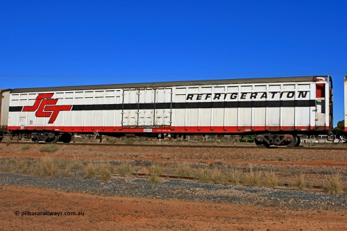 100603 9007
Parkeston, SCT train 3MP9, ARBY type ARBY 2677 refrigerated van, originally built by Comeng NSW in 1973 as a VFX type covered van for Commonwealth Railways, recoded to ABFX, RBFX and finally converted for SCT from ABFY by Gemco WA in 2004/05 to ARBY.
Keywords: ARBY-type;ARBY2677;Comeng-NSW;VFX-type;ABFY-type;