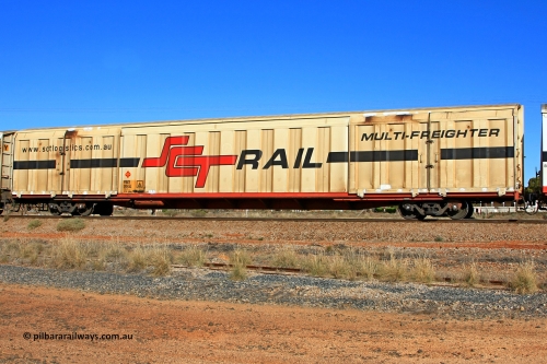 100603 9016
Parkeston, SCT train 3MP9, PBGY type covered van PBGY 0045 Multi-Freighter, one of eighty two waggons built by Queensland Rail Redbank Workshops in 2005.
Keywords: PBGY-type;PBGY0045;Qld-Rail-Redbank-WS;