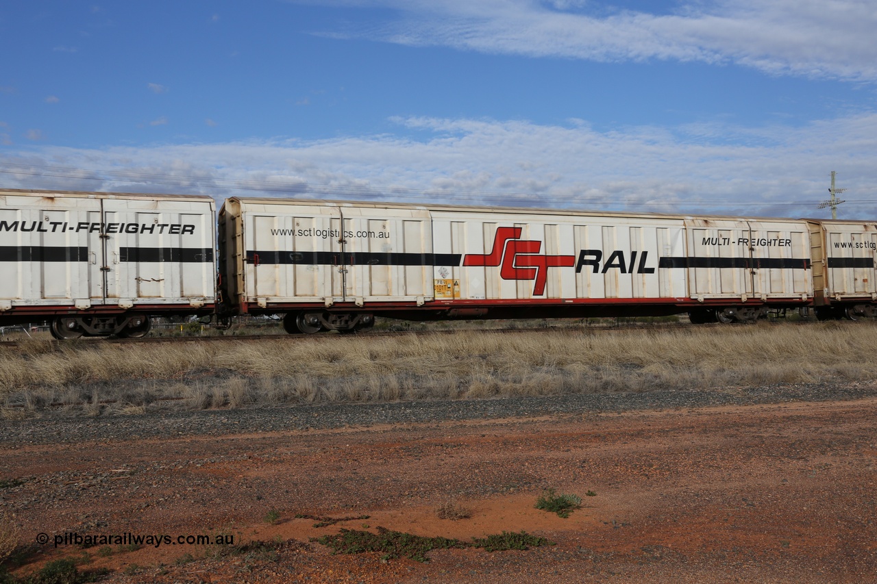 130710 1030
Parkeston, SCT train 3PG1, PBGY type covered van PBGY 0101 Multi-Freighter, one of eighty units built by Gemco WA.
Keywords: PBGY-type;PBGY0101;Gemco-WA;