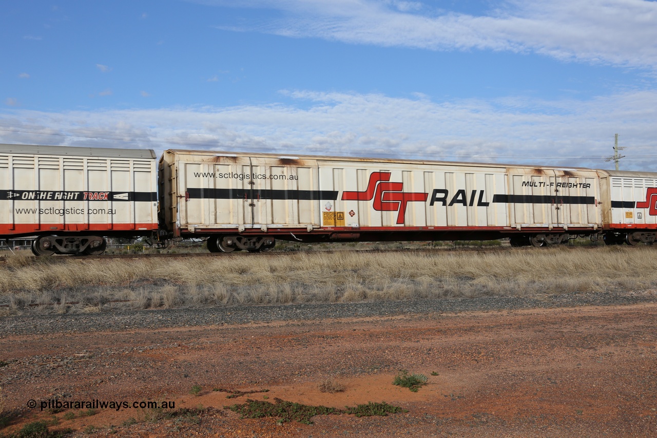 130710 1040
Parkeston, SCT train 3PG1, PBGY type covered van PBGY 0090 Multi-Freighter, one of eighty waggons from the second order built by Gemco WA for SCT.
Keywords: PBGY-type;PBGY0090;Gemco-WA;