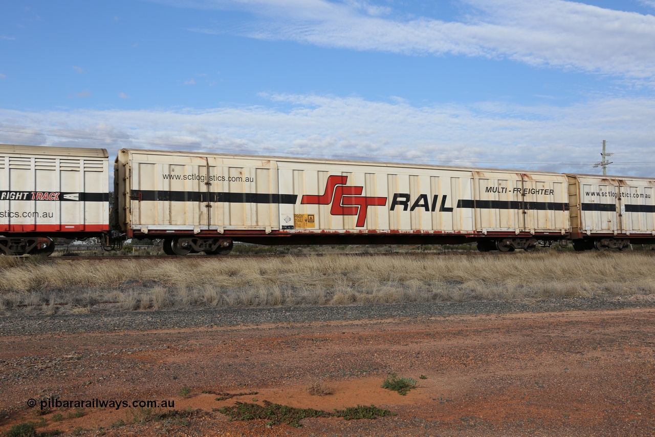 130710 1058
Parkeston, SCT train 3PG1, PBGY type covered van PBGY 0144 Multi-Freighter, one of eighty waggons from the second order built by Gemco WA for SCT.
Keywords: PBGY-type;PBGY0144;Gemco-WA;
