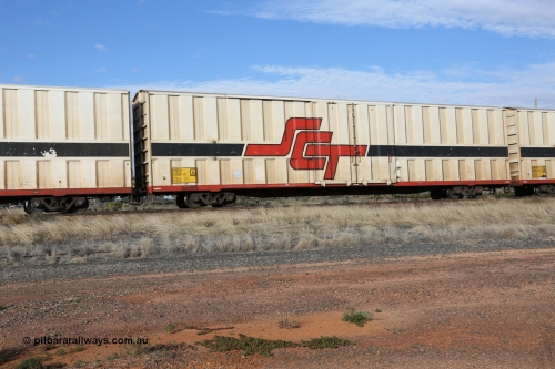130710 1016
Parkeston, SCT train 3PG1, PBHY type covered van PBHY 0055 Greater Freighter, one of a second batch of thirty units built by Gemco WA without the Greater Freighter signage.
Keywords: PBHY-type;PBHY0055;Gemco-WA;