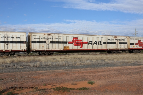 130710 1031
Parkeston, SCT train 3PG1, PBGY type covered van PBGY 0037 Multi-Freighter, one of eighty two waggons built by Queensland Rail Redbank Workshops in 2005.
Keywords: PBGY-type;PBGY0037;Qld-Rail-Redbank-WS;