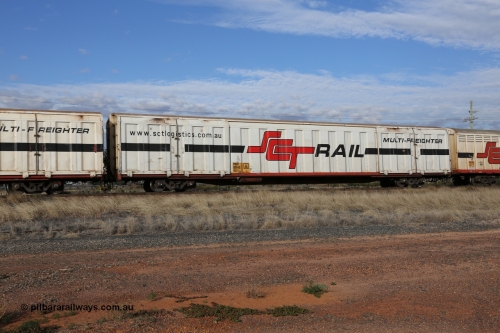 130710 1035
Parkeston, SCT train 3PG1, PBGY type covered van PBGY 0044 Multi-Freighter, one of eighty two waggons built by Queensland Rail Redbank Workshops in 2005.
Keywords: PBGY-type;PBGY0044;Qld-Rail-Redbank-WS;