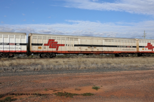 130710 1043
Parkeston, SCT train 3PG1, ABSY type ABSY 2657 covered van, originally built by Comeng NSW in 1973 for Commonwealth Railways as VFX type, recoded to ABFX then RBFX to SCT as ABFY before conversion by Gemco WA to ABSY in 2004/05.
Keywords: ABSY-type;ABSY2657;Comeng-NSW;VFX-type;ABFX-type;ABNX-type;ABFY-type;