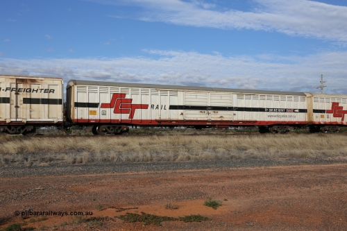 130710 1047
Parkeston, SCT train 3PG1, ABSY type ABSY 2826 covered van, originally built by Carmor Engineering SA in 1976 as a VFX type covered van for Commonwealth Railways, recoded to ABFX, then to RBFX and converted from ABFY by Gemco WA in 2004/05 to ABSY.
Keywords: ABSY-type;ABSY2823;Carmor-Engineering-SA;VFX-type;ABFX-type;RBFX-type;ABFY-type;
