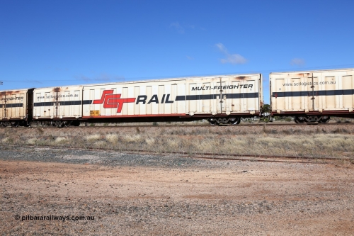 160522 2243
Parkeston, SCT train 6MP9 operating from Melbourne to Perth, PBGY type covered van PBGY 0008 Multi-Freighter, one of eighty two waggons built by Queensland Rail Redbank Workshops in 2005.
Keywords: PBGY-type;PBGY0008;Qld-Rail-Redbank-WS;