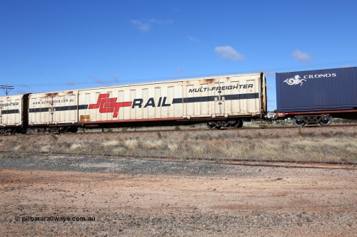 160522 2269
Parkeston, SCT train 6MP9 operating from Melbourne to Perth, PBGY type covered van PBGY 0030 Multi-Freighter, one of eighty two waggons built by Queensland Rail Redbank Workshops in 2005.
Keywords: PBGY-type;PBGY0030;Qld-Rail-Redbank-WS;