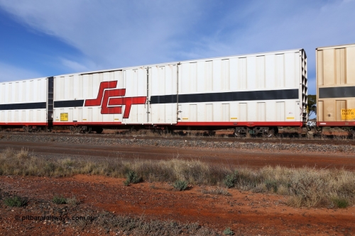 160523 2826
Parkeston, SCT train 7GP1 which operates from Parkes NSW (Goobang Junction) to Perth, PBHY type covered van PBHY 0070 Greater Freighter, built by CSR Meishan Rolling Stock Co China in 2014.
Keywords: PBHY-type;PBHY0070;CSR-Meishan-China;