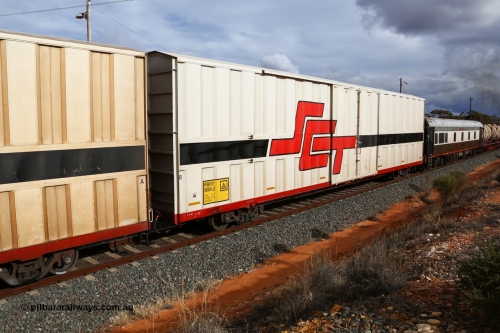 160526 5294
West Kalgoorlie, SCT train 3MP9 operating from Melbourne to Perth, PBHY type covered van PBHY 0086 Greater Freighter, built by CSR Meishan Rolling Stock Co China in 2014 without the Greater Freighter signage.
Keywords: PBHY-type;PBHY0086;CSR-Meishan-China;