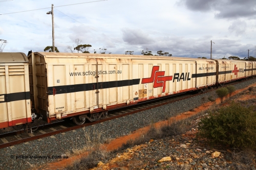 160526 5338
West Kalgoorlie, SCT train 3MP9 operating from Melbourne to Perth, PBGY type covered van PBGY 0153 Multi-Freighter, one of eighty units built by Gemco WA, with Independent Brake signage.
Keywords: PBGY-type;PBGY0153;Gemco-WA;
