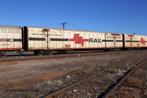 160530 9238
Parkeston, SCT train 7GP1 which operates from Parkes NSW (Goobang Junction) to Perth, PBGY type covered van PBGY 0049 Multi-Freighter, one of eighty two waggons built by Queensland Rail Redbank Workshops in 2005.
Keywords: PBGY-type;PBGY0049;Qld-Rail-Redbank-WS;