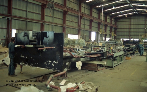 22331
Bassendean, Goninan inside workshops, CM40-8M frames being modified. July 20 1991.
Jim Bisdee photo.
