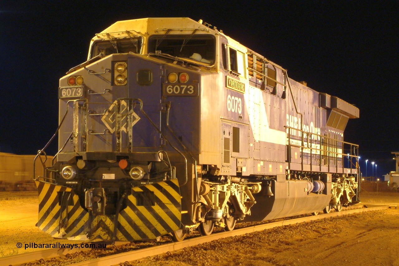 040817 010702r
Nelson Point, Wheel Lathe, BHP GE AC6000 unit 6073 'Fortescue' serial 51065 wait collection following a wheel turn. 17th August 2004.
Keywords: 6073;GE;AC6000;51065;