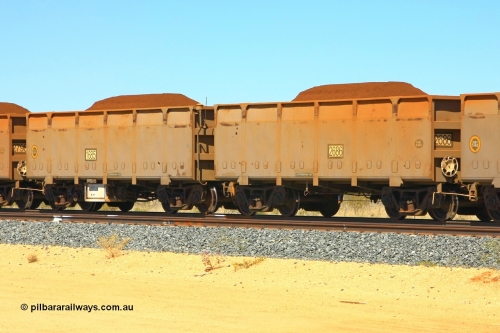090814 2105r
Hunter Siding, instrumented ore waggon pair 1685 'control' and 2686 'slave' from the original order built by CSR at their Zhuzhou Rolling Stock Works in China. 14th August 2009.
Keywords: 1685-2686;CSR-Zhuzhou-Rolling-Stock-Works-China;FMG-ore-waggon;
