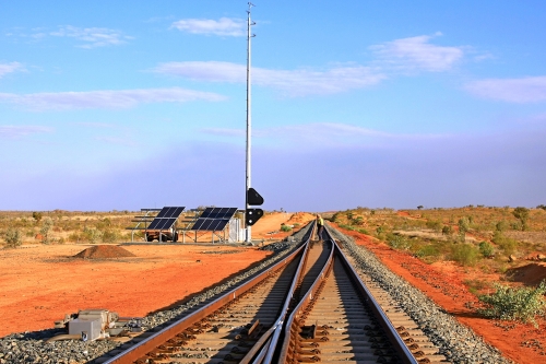 090915 2481r
Forrest Siding, south end looking south on the FMG line at the 128.96 km. This siding was originally 3 km long, the south end here was extended a further 3 km towards the flyover bridge over BHP. 15th of September 2009. Geodata [url=https://goo.gl/maps/WK9n7yCJtb6eqgvY9]location data[/url].
