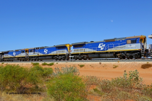 171222 1126r
Ballast Spur A at the 44.1 km on the Roy Hill railway, CFCLA Goninan ALCo to GE rebuild units CM40-8M CD 4303, CD 4302 and CD 4301 during mainline load testing of the three lease units sandwiched between a pair of Roy Hill ES44ACi units. 22nd December, 2017.
Keywords: CD-class;CD4303;CFCLA;Goninan;GE;CM40-8M;8206-04/92-126;rebuild;Comeng-WA;ALCo;M636;9423;C6116-1;