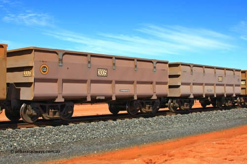 03005-04006 100720 1096
FMG 3005 and 4006 at Boodarie on an empty train, July 20, 2010. Four waggons 3003 slave and 4004 control and 3005 slave and 4006 control are prototype builds by CSR Yangtze in 2009.
Keywords: 3005-4006;CSR-Yangtze;FMG-ore-waggon;