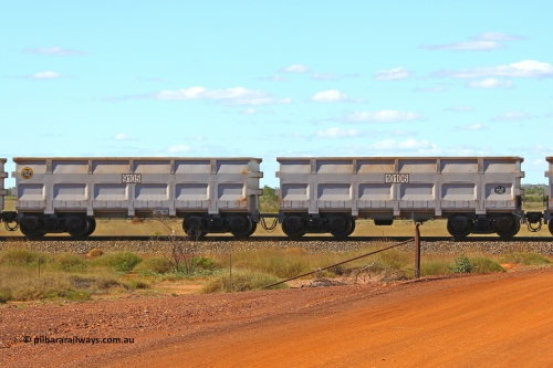 09105-10106 210321 9189
FMG 9105 and 10106 at Indee on an empty train March 21, 2021. 200 waggons numbered from 9105 slave and 10106 control, up to 9303 slave and 10304 control built by CRRC Qiqihar in 2020 and 2021 with the CNR style body at 22.5 tonne tare.
Keywords: 9105-10106;CRRC-Qiqihar;FMG-ore-waggon;